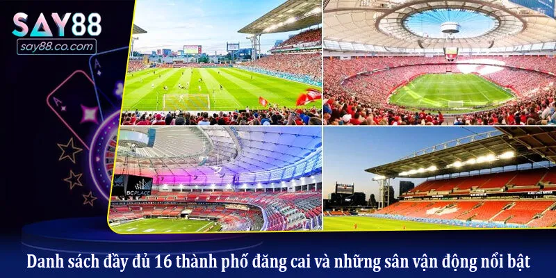 Danh sách đầy đủ 16 thành phố đăng cai và những sân vận động nổi bật
